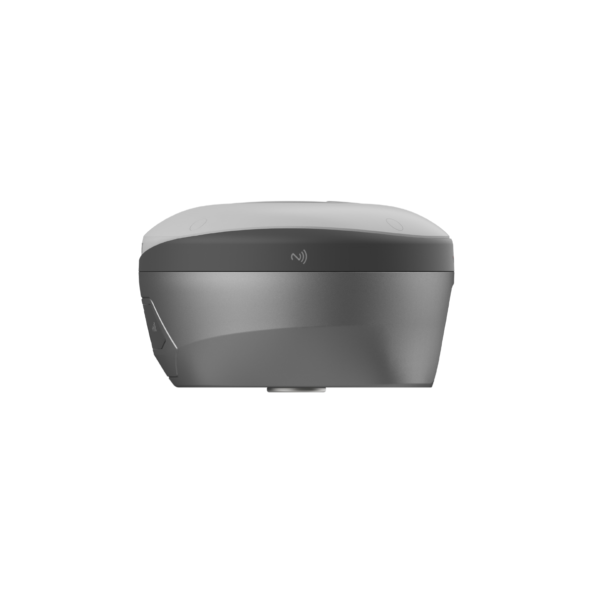 Hi-Target vRTK GNSS RTK System Side View with NFC Mark Side view of Hi-Target vRTK GNSS RTK system showing NFC symbol on upper band and rugged housing