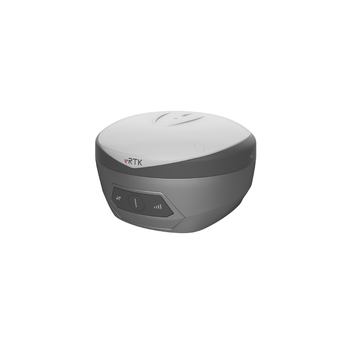 Hi-Target vRTK GNSS RTK System Top Angle View with Status Panel Angled top view of Hi-Target vRTK GNSS RTK system showing white dome and front status panel